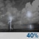 Thursday Night: A chance of showers and thunderstorms before 1am, then a chance of showers and thunderstorms. Partly cloudy, with a low around 77. South wind 0 to 5 mph. Chance of precipitation is 40%. Thursday Night: Chance Showers And Thunderstorms